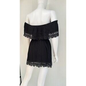 Forever 21 Off Shoulder Dress Black Ruffle Lace Size S Small